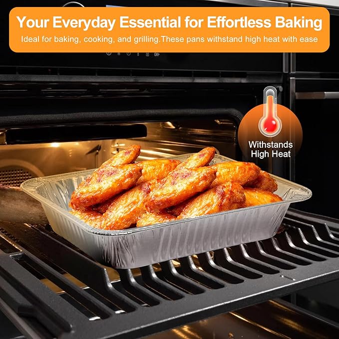 Notwoe ® Aluminum Foil Pans with Foil Lids - 50 Pack, 7"×5", 1.5 LB Capacity, Disposable Containers for Baking, Meal Prep, Freezer Storage & Takeout. (50 Pack w/Lids)