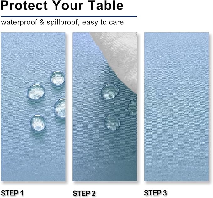Hiasan Dusty Blue Rectangle Tablecloth - Waterproof Spillproof and Wrinkle Resistant Washable Polyester Table Cloth for Dining Party, 60 x 84 inch