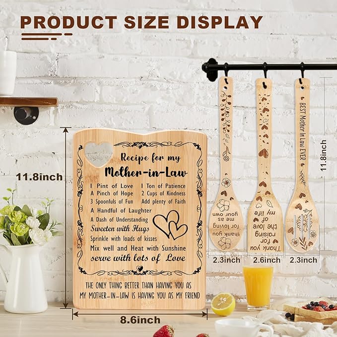 YUEYUQIU Gifts for Mother in Law - Birthday Gifts for Mother in Law from Daughter in Law, Mother in Law Cutting Board Set Present, Ideal Mother's Day Christmas Gifts for Mother of the Groom