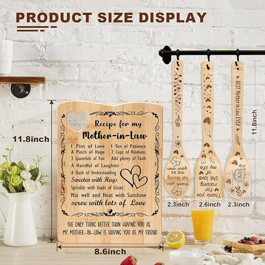 YUEYUQIU Gifts for Mother in Law - Birthday Gifts for Mother in Law from Daughter in Law, Mother in Law Cutting Board Set Present, Ideal Mother's Day Christmas Gifts for Mother of the Groom