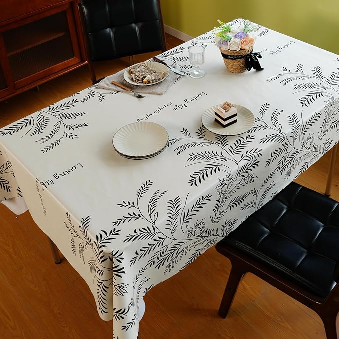 Rectangle Table Cloth,100% Waterproof Tablecloth OilProof SpillProof Vinyl Table Cloth, Wipe Clean Plastic Table Cover for Dining, Camping, Indoor and Outdoor 54" x 120",Midnight Foliage