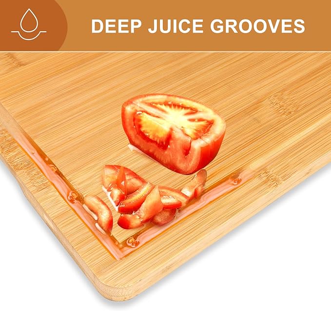 Gtencemen Bamboo Cutting Board Set of 3 With Holder Extra Large Bamboo Chopping Board for Kitchen Charcuterie Boards Bread Cheese Fruit Bread Cheese Meat
