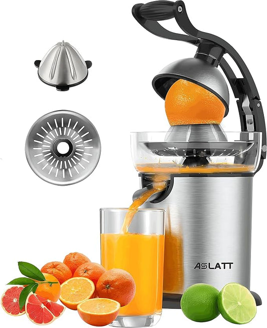 ASLATT Electric Citrus Juicer Squeezer Stainless Steel, Orange Juicer Electric,Homemade Orange Juice Squeezer Machine, Detachable Design,Easy Clean