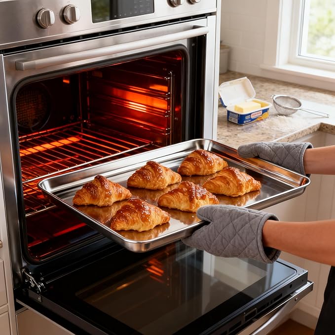 Stainless Steel Cookie Sheets Set of 3, 9/12/16 Inch Non Stick and Heavy Duty and Easy Clean