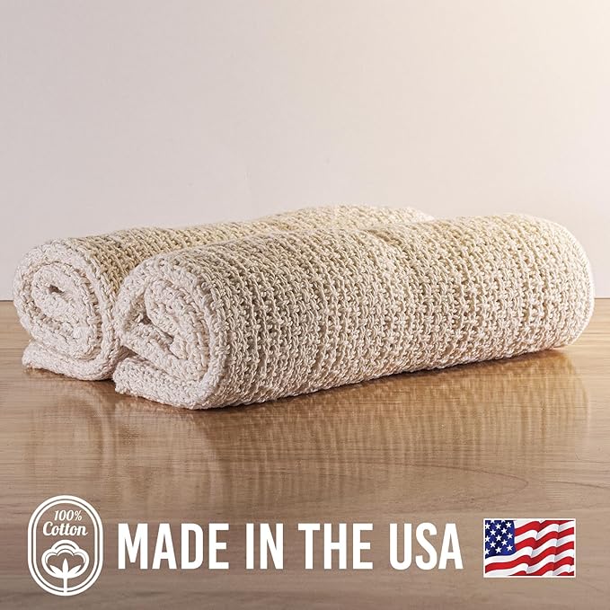 Old Fashion 100% Cotton Kitchen Towels - Set of 2-24"x15" (Pumpkin Spice/Natural)