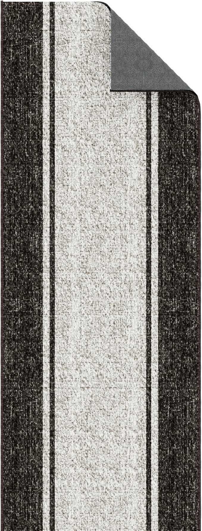 Ottomanson 3-Piece Kitchen Rug Set - Non Slip Runner & Washable Mat - 1'11" x 3' + 1'11" x 4' + 1'11"' x 5' - Durable, Stain Resistant for Entryway, Bedroom and Bathroom, Border Brown