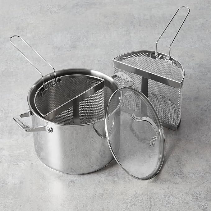 HENCKELS Specialties 8.5-qt Pasta Pot with Lid and Strainers, Stainless Steel