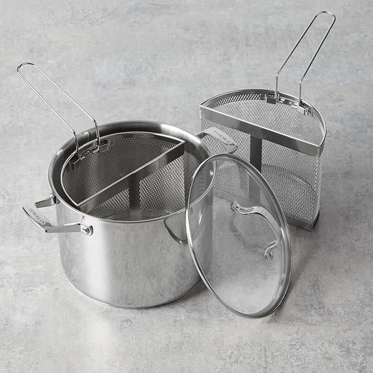 HENCKELS Specialties 8.5-qt Pasta Pot with Lid and Strainers, Stainless Steel