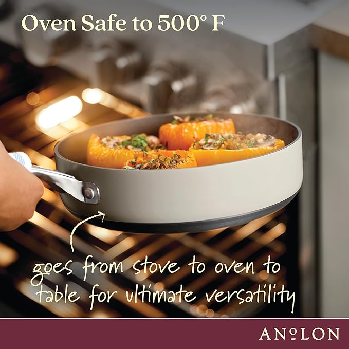 Anolon Achieve Hard Anodized Nonstick Cookware Pots and Pans Set, 9 Piece - Silver
