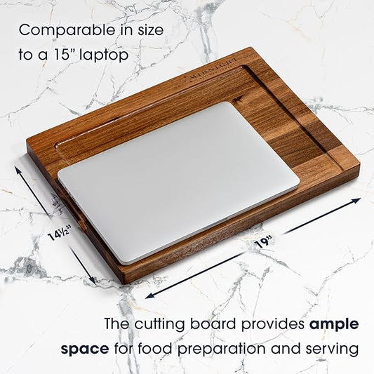 Midnight Board- Acacia Wood Cutting Board, Grooved Edge Design