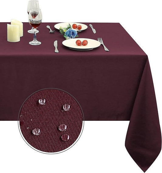 Obstal 210GSM Rectangle Table Cloth - Heavy Duty Water Resistance Microfiber Tablecloth, Decorative Fabric Table Cover for Outdoor and Indoor Use (Burgundy, 60 x 84 Inch)
