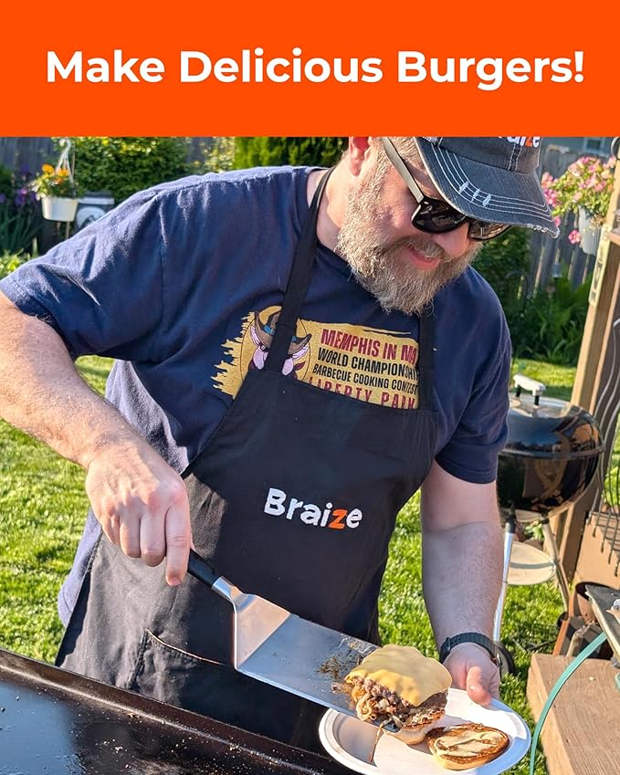Smash Burger Press Kit – 6.5 Inch Stainless Steel Hamburger Smasher Tool – Heavy Duty Grill Press for Flat Top Griddles and Cast Iron Pans – Perfect for Crispy Smashed Burger Patty – Shaker Set