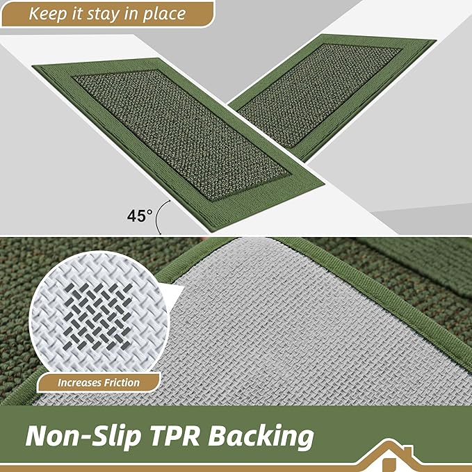 BEQHAUSE Kitchen Rugs 32"x48", Kitchen Runner Rug Non-Slip Kitchen Mats for Floor, Absorbent and Stain Resistant Kitchen Mats, Machine Washable Rugs for Kitchen, Hallway, Laundry & Sink, Green