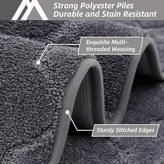 COSY HOMEER Soft Kitchen Floor Mats for in Front of Sink Super Absorbent Kitchen Rugs 20"x59" Non-Skid Standing Mat Washable,Polyester,Dark Grey