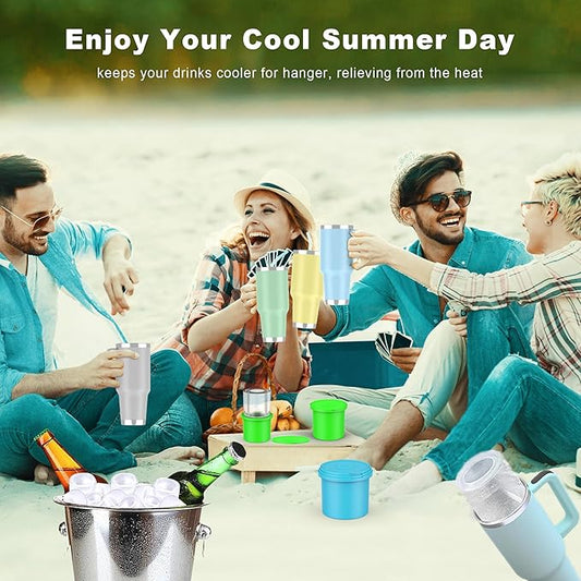 IYYI Ice Cube Tray for Stanley Cup, Tumbler Ice Cube Mold, Silicone Ice Mold With Lid - Cylindrical Ice Maker for Whiskey, Coffee, Juice, Chilling Drinks (Blue) (Green, Cylindrical)