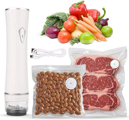 Handheld Vacuum Sealers for Food Storage – USB Rechargeable, 30 Reusable Vacuum Bags, Compact – From Sous Vide Bags and Sealer to a Snack Sealer and Freezer Meals