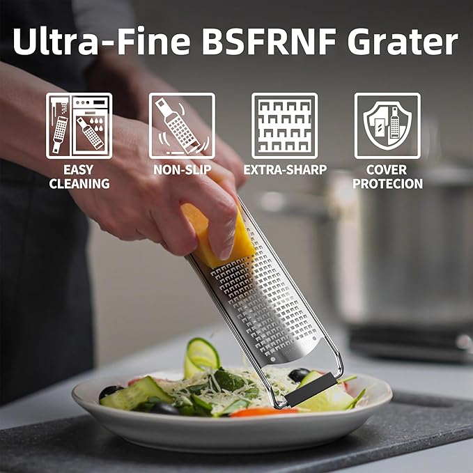 Stainless Steel Cheese Grater with Handle Lemon Citrus Zester Tool Graters for Kitchen, Width 2.5 Inch (Green)
