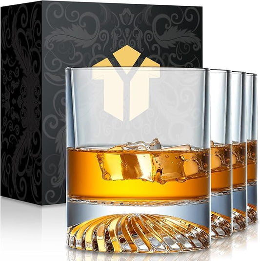 Whiskey Glasses Old Fashioned Glasses Set of 4 12oz Rocks Glasses Gift for Men Women Drinking Bourbon Scotch Cocktails Rum Cognac Vodka at Home Bar