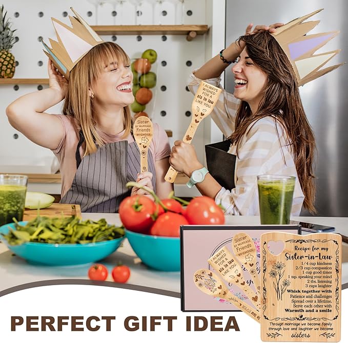 YUEYUQIU Sister in Law Birthday Gifts, Sister in Law Gifts from Sister in Law, Cutting Board Set Gift for New Sister in Law, Christmas, Mothers Day or Wedding Kitchen Decor Gifts for Sis in Law