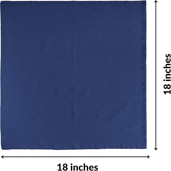 Fingercraft Cloth Napkins Set of 12, Cotton Linen Blend Napkins Cloth Washable Premium Quality Parties, Weddings, Mitered Dinner Napkin for Home Parties Christmas Thanksgiving 18x18 in Navy