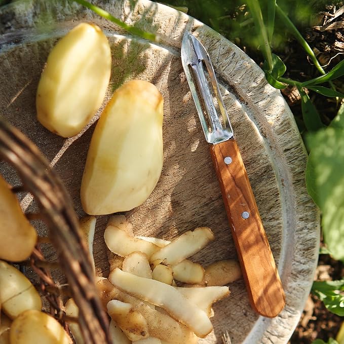 OPINEL Essential No.115 Peeler, Hornbeam Wood Handles, Made in France (Dark Purple)