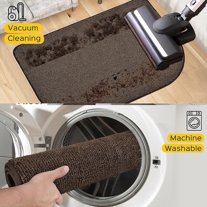 Washable Kitchen Rug 24" x 35.5" / 60cm x 90cm, Non Slip Kitchen Mat for Floor, Absorbent Indoor Throw Rug for Laundry, Bathroom, Bedroom, Door