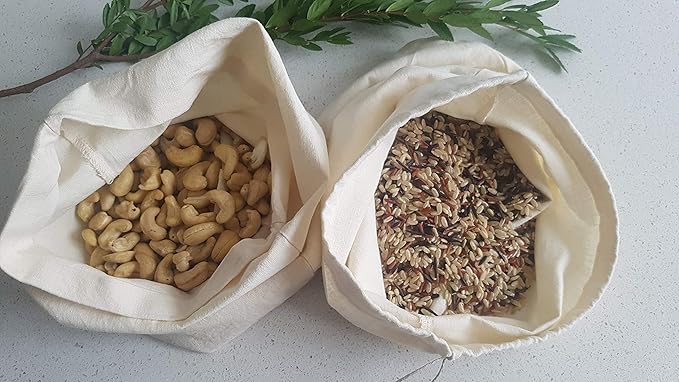 Organic Reusable Nut Milk Bag for straining almonds, cashews, oats, rice, hemp seeds and more, Cold Brew Coffee & Dry Bulk Food Bag - Made in Canada of Hemp and Organic Cotton - 100% Natural.