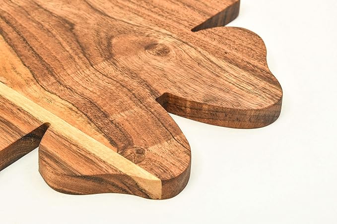 Treen Art Wooden Christmas Cutting Board for Kitchen Decor, 14"L x 10"W Gift Box Shaped Acacia Wood Chopping Board with Handle, Serving Charcuterie Platter