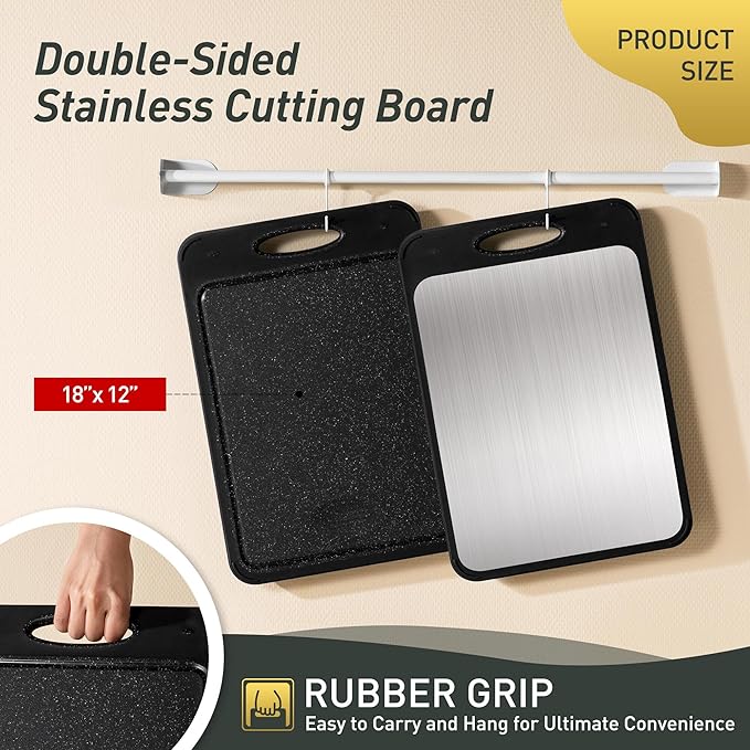 2 in 1 Stainless Steel Cutting Board with Handle Chopping Brides Her Wedding Day Bridal Shower Engaged Engagement Hostess Couple Newly Wed House Christmas Married Future Mrs fiancee Unique Cool Gifts