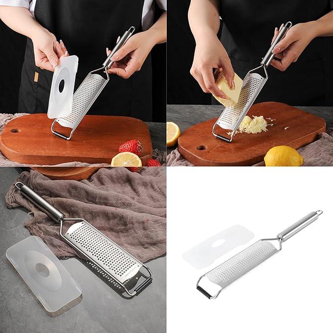 Cheese and Lemon Grater with Comfortable Grip Ergonomic Vegetable Slicer Stainless Steel Zesting and Shredding Tool Lemon Zester