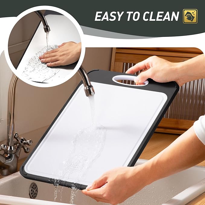 2 in 1 Stainless Steel Cutting Board with Handle Chopping Best Non Toxic Cutting Boards 2 Sided Cutting Boards for Kitchen Butcher Board Best Hardwood Kitchen Counter Organic Vegetable Meat BBQ Kit