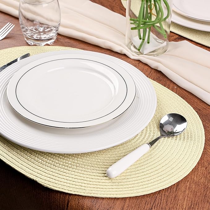AHHFSMEI Placemats Set of 4 for Dining Table Washable Woven Non-Slip 18x12 inches Placemat Heat-Resistant Durable Table Mats for Dining Table Easy to Clean(Ivory 4)