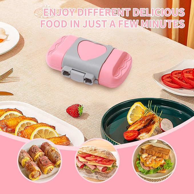 Microwave Toastie Sandwich Maker, Nonstick Plate Microwave Panini Grilled Cheese Maker, Versatile Wireless Small Toaster Hot Dog, Dishwasher Safe, Fast Cooking for Breakfast, Snacks, Pink