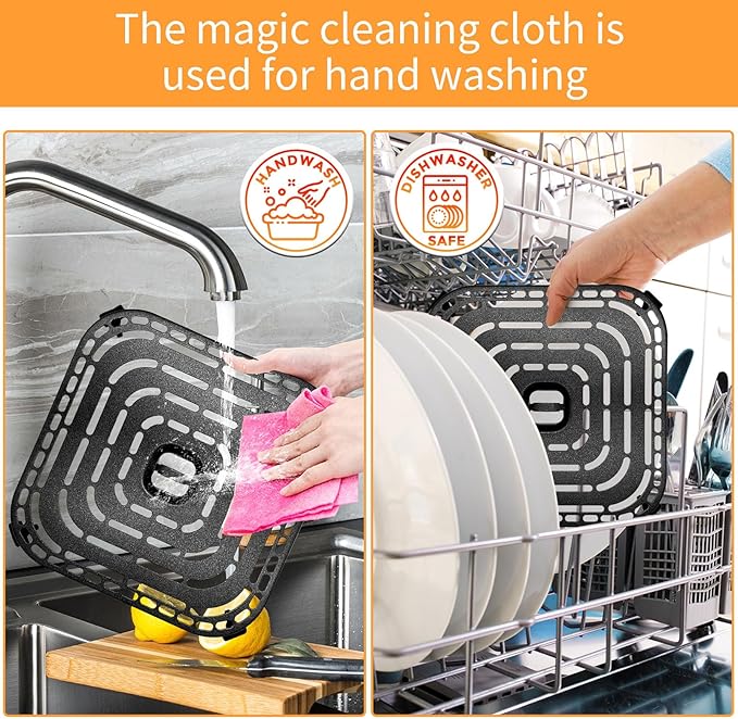Air Fryer Grill Pan for COSORI Air Fryer TurboBlaze 6 Qt, Non-Stick 8.9’’*8.9’’Square Air Fryer Rack Replacement Parts Accessories Grill Plate Crisper Plate Tray with Rubber Bumpers, Dishwasher Safe