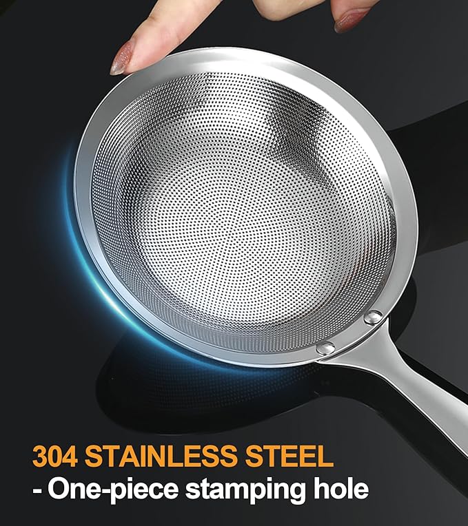 Ugotit Skimmer Spoon Stainless Steel, Fine Mesh Colander for Cooking, Pasta Strainer & Hot Pot Skimmer, Dishwasher Safe Kitchen Gadget (DIA 3.5Inch)