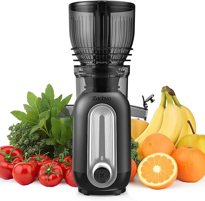 Zachvo Cold Press Juicer Machines, 5.8" Large Feed Chute Slow Masticating Juice Maker for Whole Vegetable and Fruit, Easy to Clean, 300W High Juice Yield - MP-802M (Black)