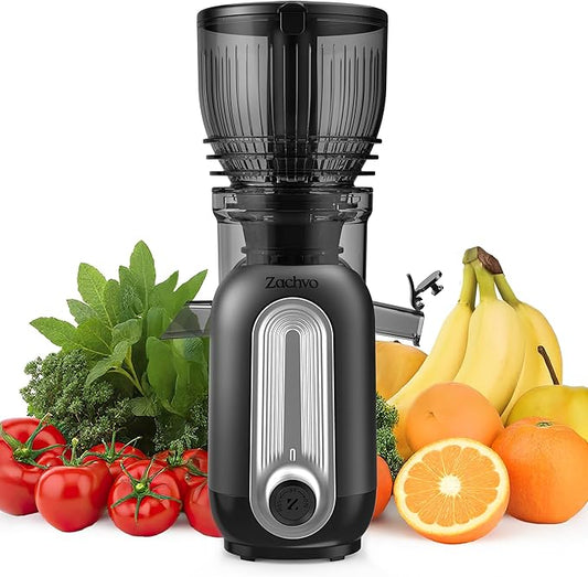 Zachvo Cold Press Juicer Machines, 5.8" Large Feed Chute Slow Masticating Juice Maker for Whole Vegetable and Fruit, Easy to Clean, 300W High Juice Yield - MP-802M (Black)