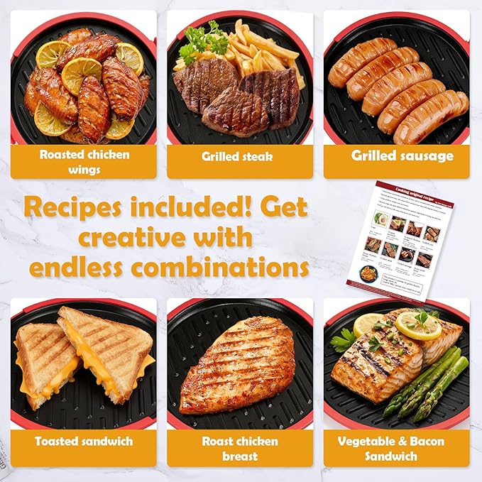 9.5Inch Microwave Sandwich Maker, Microwave Grilled Cheese Maker, Microwave Bacon Cooker, Microwave Toaster, Panini Press, Removable Non-Stick, Grill Crispy in Minutes for Office, Dorm, Travel, Home