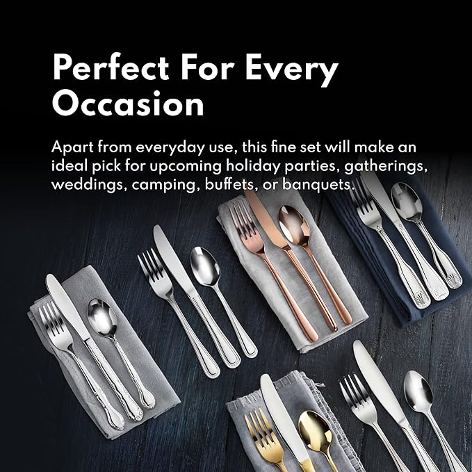 New Star Foodservice 58864 Slimline Pattern, 18/0 Stainless Steel, 36-Piece Flatware Set