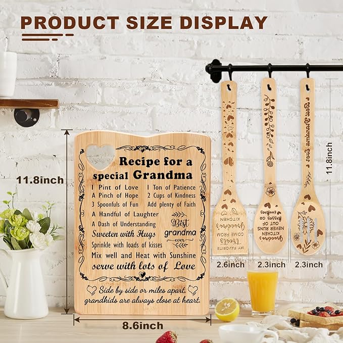 YUEYUQIU Gifts for Grandma from Grandkids, Birthday Gifts for Grandma from Grandchildren Granddaughter, Grandma Cutting Board Set Present, Ideal Mothers Day Christmas Gifts for Grandmother
