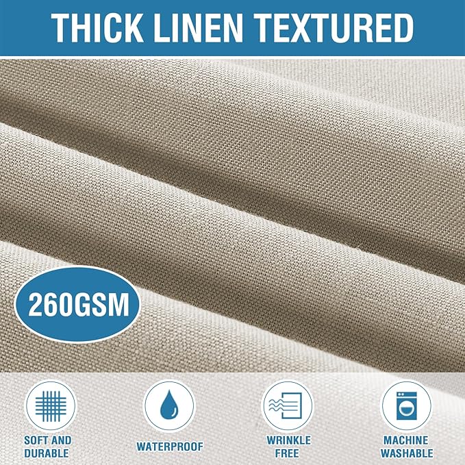 H.VERSAILTEX Linen Textured Table Cloths 60 x 84 Inch Premium Solid Tablecloth Spill-Proof Waterproof Table Cover for Dining Buffet Feature Extra Soft and Thick Fabric Wrinkle Free, Taupe