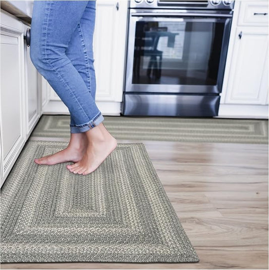 Homespice Grey Cloud Jute Braided Rug Runners 22x72 - Gray Farmhouse Kitchen Runner Rug