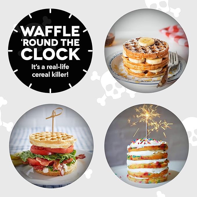 Dash Mini Waffle Maker (2 Pack) for Individual Waffles Hash Browns, Keto Chaffles with Easy to Clean, Non-Stick Surfaces, 4 Inch, Halloween, Black