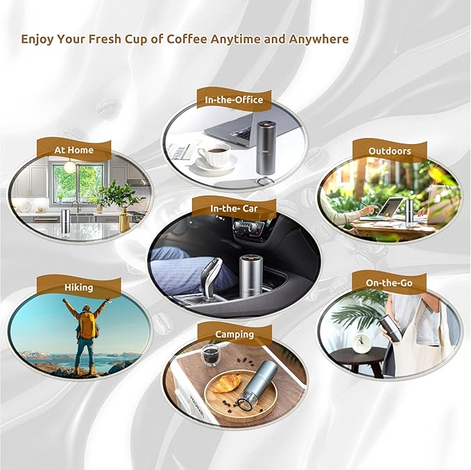 SPARKFE Portable Electric Coffee Grinder, Rechargeable Wireless Handheld Grinder with Stainless Steel Conical Burr, Adjustable Grind Settings, for Espresso, Moka, Pour Over, French Press, Cold Brew