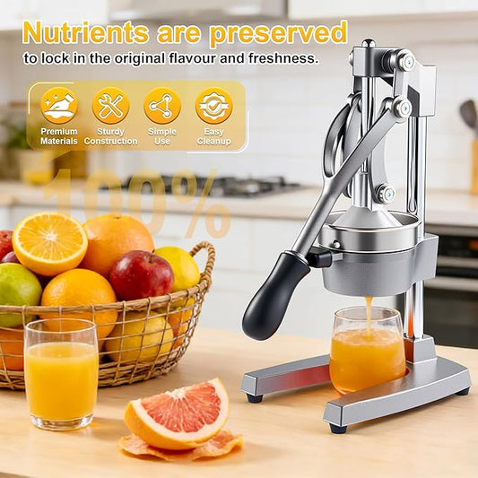 Manual Cast Iron Citrus Juicer,Commercial Hand Press Squeezer,Heavy Duty Countertop Squeezer for Fresh Orange Lemon Juice with Stainless Steel Cup