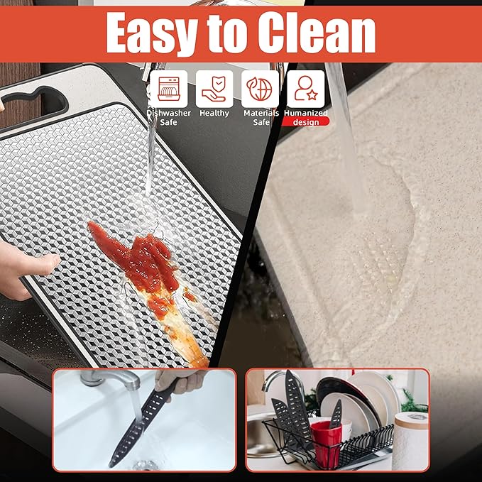Pure 316 Stainless Steel Cutting Board Full Kit | Non-Toxic Scratch Resistant Chopping Boards for Kitchen | Dual Sided Metal & Wheat Straw with Knife Guards & Sharpener, Finger Guard, Juice Groove