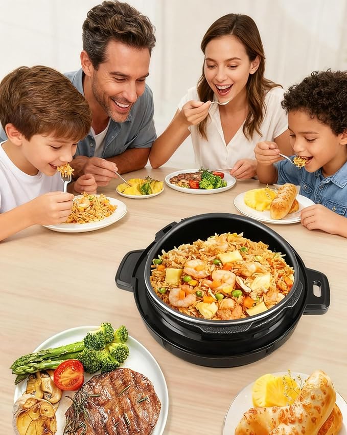 Aptovpvp Electric Pressure Cooker, 6 Liters, Slow Stew Pot With 24-Hour Reservation Function, 10 In 1 Rice Cooker, Wok, Cake, Yogurt, Etc., Stainless Steel/Black