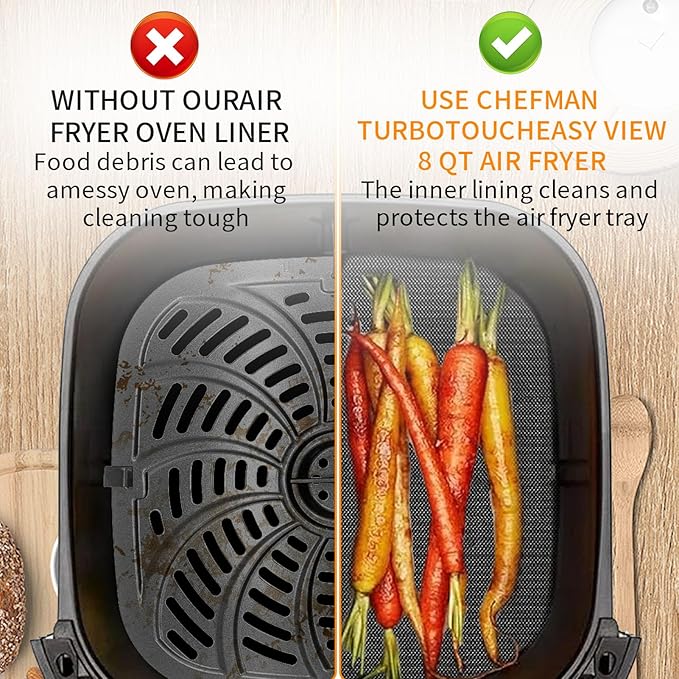 GWYSY Oven Liners for Bottom of Oven, 10"x9.7" Reusable Non-Stick Heat Resistant Toaster Liners Toaster Mat for Chefman TurboTouch Easy View 8 QT Air Fryer, 4 Pack