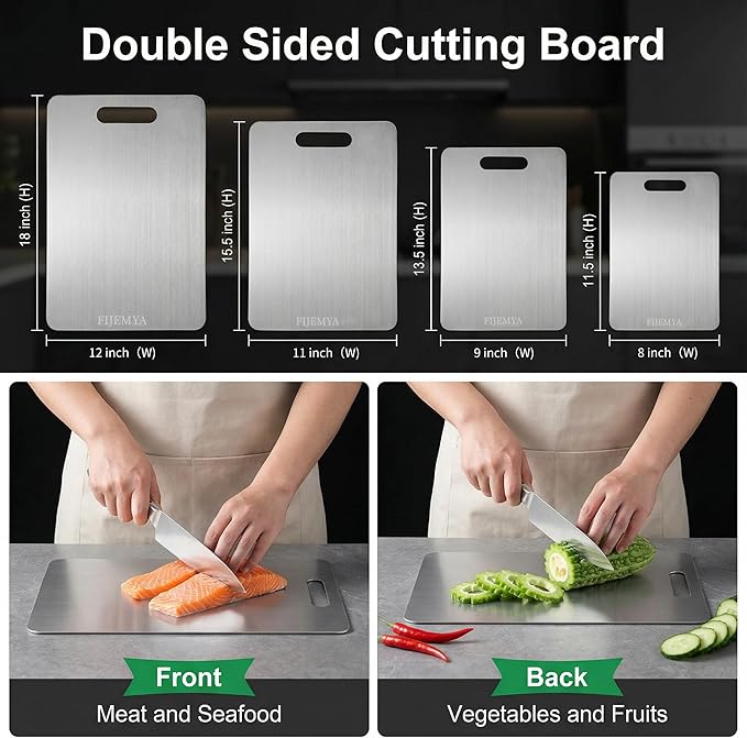 Katuchef Titanium Cutting Board for Kitchen, Pure Katu chef Titanium Cutting Boards, Double Sided Non Toxic Chopping Board for Cutting Meat Vegetable Fruit,Easy to Clean(XL:15.35L*11.02W)