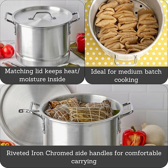 IMUSA 16 Qt Tamale Steamer Vaporera Stock Pot Aluminum Tamalera